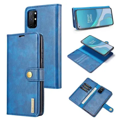 DG.MING Wallet Split Leather Cover OnePlus 8T Fodral Blå