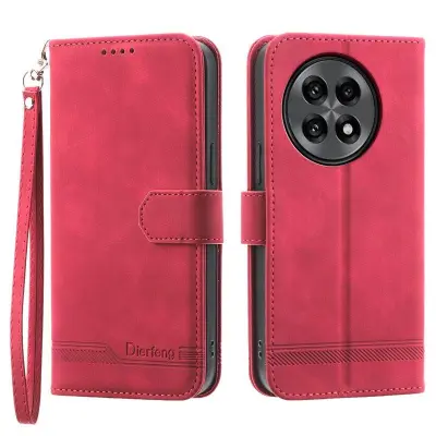 DIERFENG DF-03 för OnePlus 13R 5G Plånboksfodral Konstläder - Röd