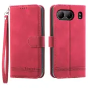 DIERFENG DF-03 Plånboksfodral för OnePlus Nord 4 Konstläder - Röd