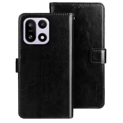 IDEWEI OnePlus 15 5G Plånboksfodral Crazy Horse Konstläder (Svart)