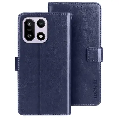 IDEWEI OnePlus 15 Plånboksfodral Crazy Horse Konstläder - Blå (Mörkblå)