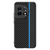 OnePlus 11 5G Mobilskal Carbon Fiber PU-Läder - Blå