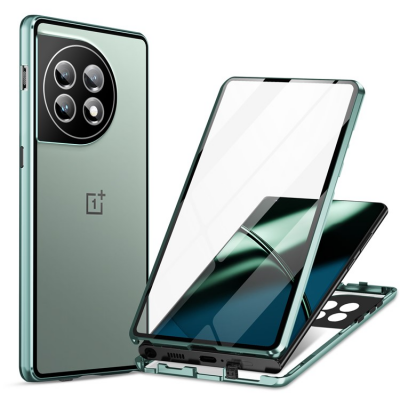 OnePlus 11 5G Mobilskal Magnetic Metal Frame - Grön