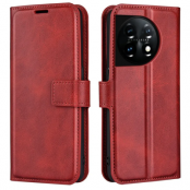 OnePlus 11 5G Plånboksfodral Calf Texture Flip - Röd