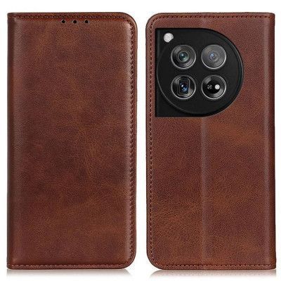 OnePlus 12 5G Plånboksfodral Äkta Läder Stativ - Coffee