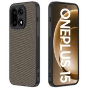 OnePlus 15 5G Mobilskal Carbon Fiber Texture Läder (Guld)