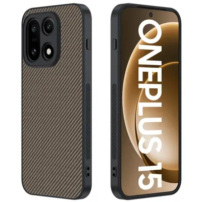OnePlus 15 5G Mobilskal Carbon Fiber Texture Läder (Guld)
