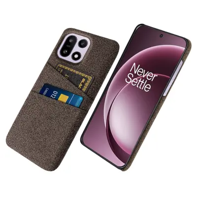 OnePlus 15 5G Mobilskal Korthållare Cloth + Hard PC (Brun)