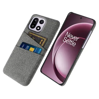 OnePlus 15 5G Mobilskal Korthållare Cloth + Hard PC (Grå)