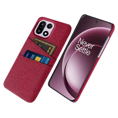 OnePlus 15 5G Mobilskal Korthållare Cloth + Hard PC (Röd)