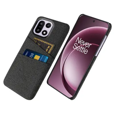 OnePlus 15 5G Mobilskal Korthållare Cloth + Hard PC (Svart)