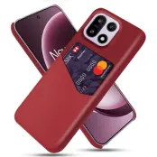 OnePlus 15 5G Mobilskal Korthållare Cloth Texture (Röd)