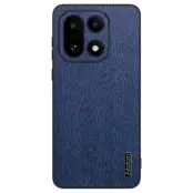 Mobilskal till OnePlus 15 5G Wood Texture PU Läder - Blå (Blå)