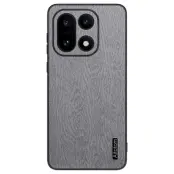 Mobilskal till OnePlus 15 5G Wood Texture PU Läder - Grå (Grå)