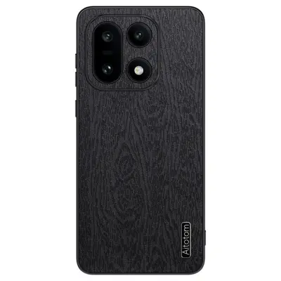 OnePlus 15 5G Mobilskal Wood Texture PU Läder (Svart)