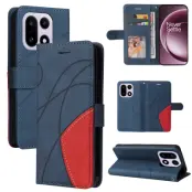 OnePlus 15 5G Konstläder Plånboksfodral Bi-Färg Splicing Desig (Blå)