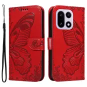 OnePlus 15 5G Plånboksfodral Butterfly Pattern Konstläder (Röd)