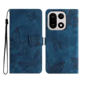 OnePlus 15 5G Konstläder Plånboksfodral Butterfly Skin-Touch (Blå)