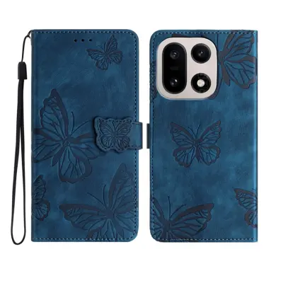 OnePlus 15 5G Konstläder Plånboksfodral Butterfly Skin-Touch (Blå)