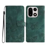 OnePlus 15 5G Konstläder Plånboksfodral Butterfly Skin-Touch (Grön)