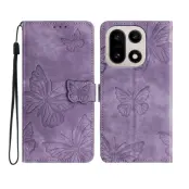 OnePlus 15 5G Konstläder Plånboksfodral Butterfly Skin-Touch (Lila)