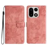OnePlus 15 5G Konstläder Plånboksfodral Butterfly Skin-Touch (Rosa)