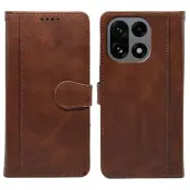 OnePlus 15 5G Plånboksfodral Calf Texture Läder (Brun)