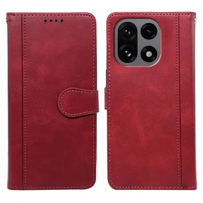 OnePlus 15 5G Plånboksfodral Calf Texture Läder (Röd)