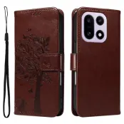 OnePlus 15 5G Plånboksfodral Cat Tree Pattern Läder (Kaffe)