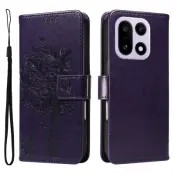 OnePlus 15 5G Plånboksfodral Cat Tree Pattern Läder (Lila)