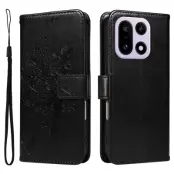 OnePlus 15 5G Plånboksfodral Cat Tree Pattern Läder (Svart)