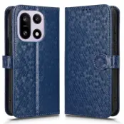 OnePlus 15 5G Konstläder Plånboksfodral Dot Pattern Imprint - Blå (Mörkblå)