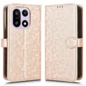 OnePlus 15 5G Konstläder Plånboksfodral Dot Pattern Imprint (Roséguld)