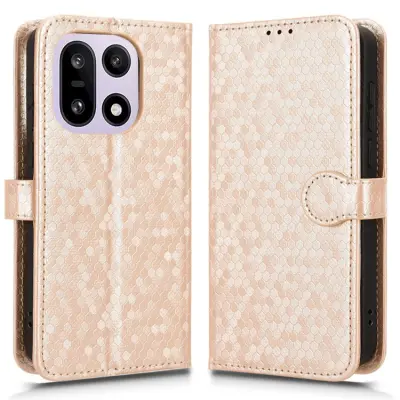 OnePlus 15 5G Konstläder Plånboksfodral Dot Pattern Imprint (Roséguld)