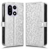 OnePlus 15 5G Konstläder Plånboksfodral Dot Pattern Imprint - Silver (Silver)
