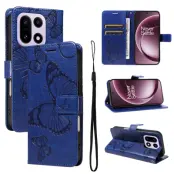OnePlus 15 5G Plånboksfodral Floral Butterfly Imprinted (Blå)