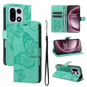 OnePlus 15 5G Plånboksfodral Floral Butterfly Imprinted (Grön)