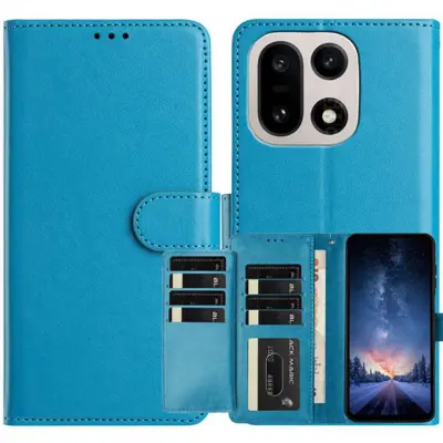 OnePlus 15 5G Plånboksfodral Folio Flip Konstläder (Himmelsblå)