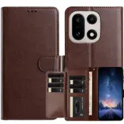 OnePlus 15 5G Plånboksfodral Folio Flip Konstläder (Kaffe)