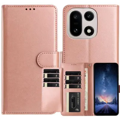 OnePlus 15 5G Plånboksfodral Folio Flip Konstläder (Roséguld)