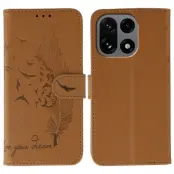 OnePlus 15 5G Plånboksfodral Imprint PU Läder (Brun)