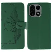 OnePlus 15 5G Plånboksfodral Imprint PU Läder (Grön)