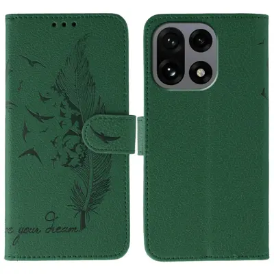 OnePlus 15 5G Plånboksfodral Imprint PU Läder (Grön)