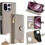 OnePlus 15 5G Plånboksfodral Irregular Tail Style Konstläder (Grå)