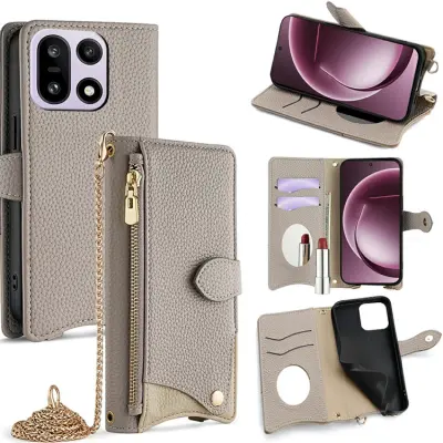 OnePlus 15 5G Plånboksfodral Irregular Tail Style Konstläder (Grå)