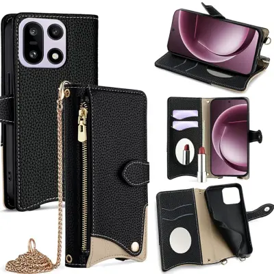 OnePlus 15 5G Plånboksfodral Irregular Tail Style Konstläder (Svart)