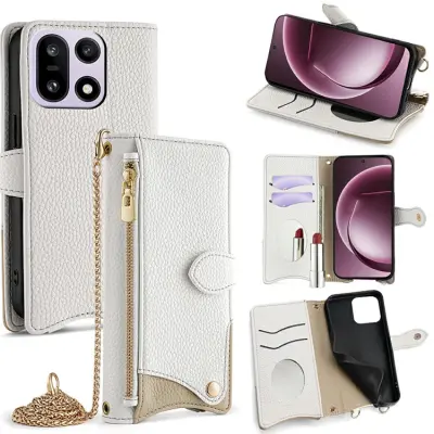 OnePlus 15 5G Plånboksfodral Irregular Tail Style Konstläder (Vit)