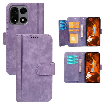 OnePlus 15 5G Plånboksfodral Line Pattern Läder (Lila)