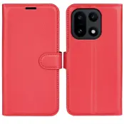 OnePlus 15 5G Plånboksfodral Litchi Shockproof Läder (Röd)