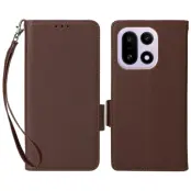 OnePlus 15 5G Plånboksfodral Litchi Texture Läder (Brun)